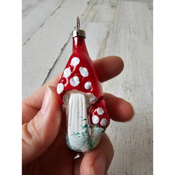 Vintage mushroom Mercury glass ornament Xmas tree mini - Picture 4 of 7